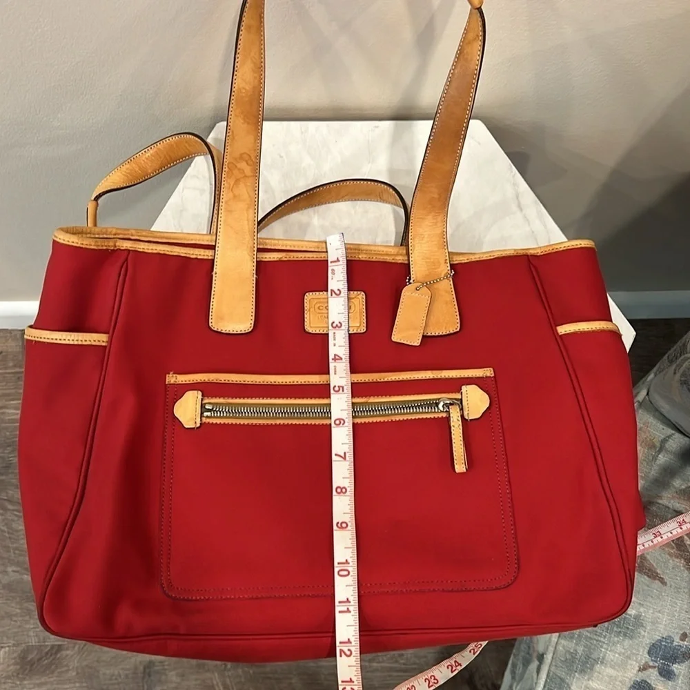 🔥Coach Red and Tan Totes with Gold Hardware Diaper Bag🔥